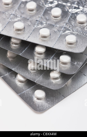 Tabletten in Blister-Packungen, Studio gedreht Stockfoto