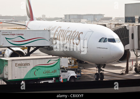 Airbus A330-200, Dubai International Airport, Vereinigte Arabische Emirate. Stockfoto