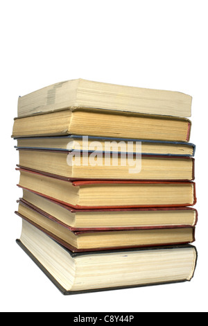 Haufen Bücher isoliert auf weiss Stockfoto