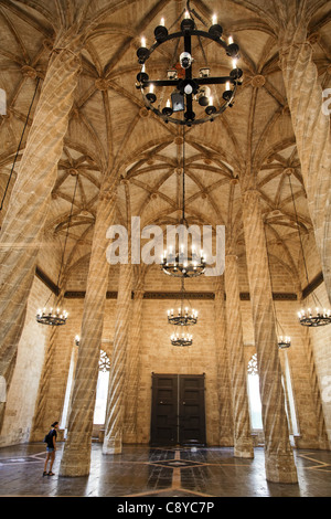 La Lonja De La Seda, UNESCO-Welterbe, Seidenbörse, Spalten, Valencia, Spanien Stockfoto