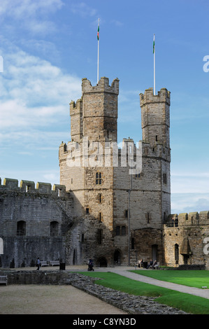 Caernarfon mittelalterliche Burg Gwynedd Nord wales uk Stockfoto