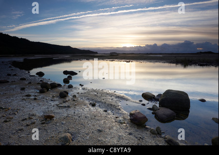 Sandy Bay bei Sonnenaufgang, Abel Tasman Nationalpark, Südinsel, Neuseeland Stockfoto