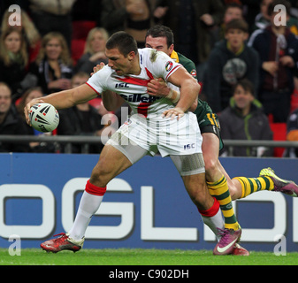 5.11.2011 Wembley England. Ryan Hall (Leeds) In Aktion während der Gillette vier Nationen-Rugby-League-Spiel zwischen England und Australien im Wembley-Stadion gespielt. Stockfoto