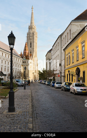 Straße in Vár Hegy Budapest. Stockfoto