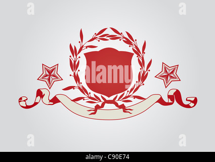 Ein Wappenschild oder Abzeichen mit Sternen, leer, so können Sie Ihre eigenen Bilder hinzufügen. Stockfoto