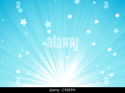 Darstellung der abstrakten Hintergrund mit Lichtstrahlen und Platzen der Sterne Stockfoto