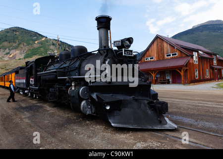 Durango-Silverton Narrow Gauge Railroad in Silverton Station, La Plata County, Colorado, USA, Nordamerika, Amerika Stockfoto