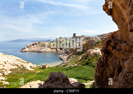 Genueser Turm, L l ' Ile-Rousse, Korsika, Frankreich Stockfoto