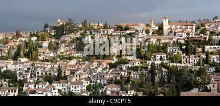 Panorama der Albaicin von der Alhambra, Granada, Spanien Stockfoto