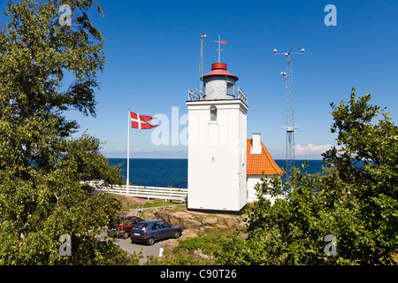 Leuchtturm-Hammer-Odde an der Nordspitze von Bornholm, Hammeren, Bornholm, Dänemark, Europa Stockfoto