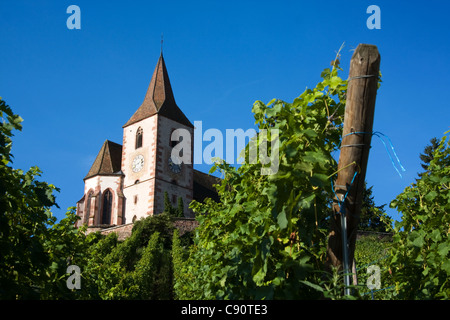 Hunawihr Dorf Kirche in Frankreich Stockfoto