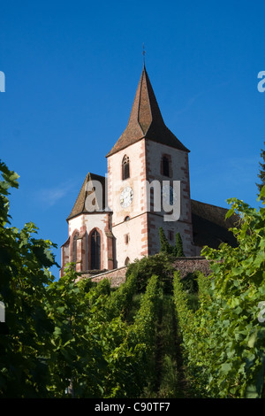 Hunawihr Dorf Kirche in Frankreich Stockfoto