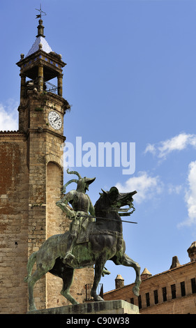 Statue von Francisco Pizarro (Trujillo, Extremadura, Spanien) Stockfoto