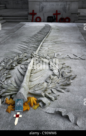 Kenotaph Denkmal für die Soldaten, die in Kriegen, mit einer besonderen Hommage an ein Soldat mit einem Foto gestorben sind Stockfoto