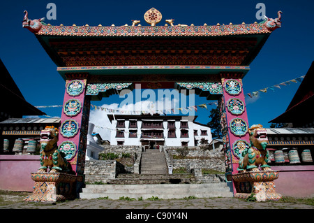 Thyangboche Kloster befindet sich nahe dem Dorf Phortse im Everest-Nationalpark auf dem Weg zum Basislager. Gegründet wurde es als Stockfoto