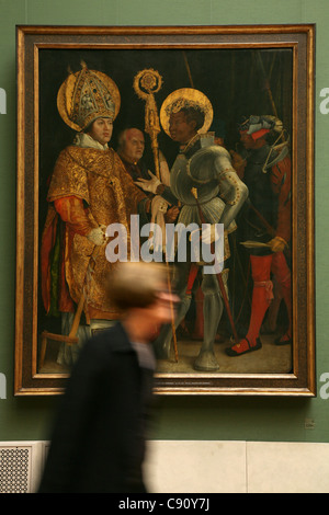 Treffen der St Erasm und St-Maurice. Gemälde von Matthias Grunewald angezeigt in der alten Pinakothek (Alte Pinakothek) in München, Bayern, Deutschland. Stockfoto