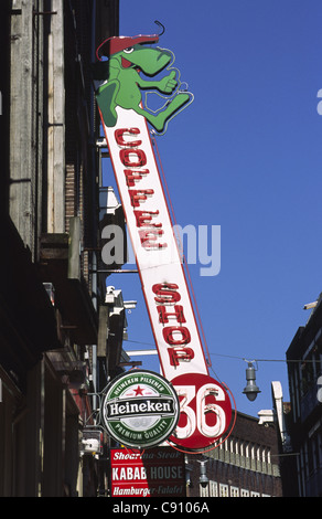 Kaffee-Shop anmelden. Amsterdam, Holland. Stockfoto