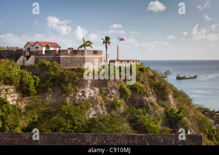 Den Niederlanden, Oranjestad, Sint Eustatius Insel, Niederländische Karibik. Fort Oranje, gebaut im Jahre 1629. Stockfoto