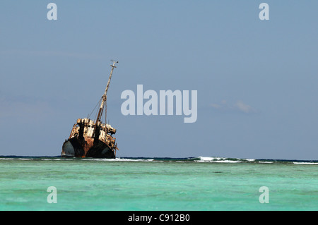 Das Riff von Sebastopol ist im Nationalpark Los Roques Venezuela Cayo Grande Lagune Teil. Es gibt Schiffswracks und Stockfoto