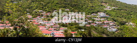 Den Niederlanden, Niederländische Karibik Windwardside, Saba Insel. Blick auf Dorf. Stockfoto