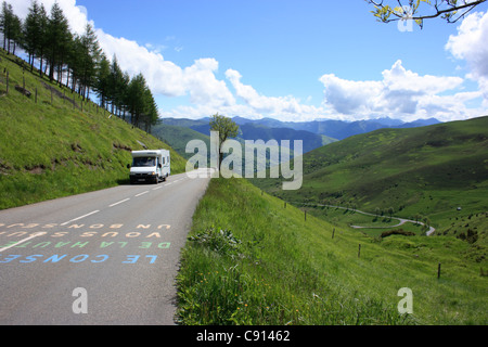 Der Col de Peyresourde ist ein Gebirgspass in den zentralen Pyrenäen an der Grenze des Departements Haute-Garonne und Stockfoto