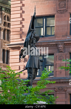 Setzen Sie d ' Armes altes Montreal Statue von Paul de Chomedey Sieur de Maisonneuve Stockfoto