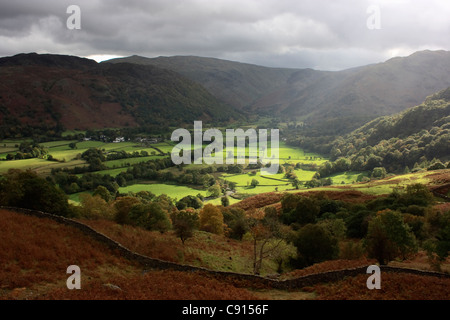 Borrowdale-Tal ist in der nordwestlichen Region des Lake District National Park. Das Viertel ist berühmt für die Seen und Stockfoto