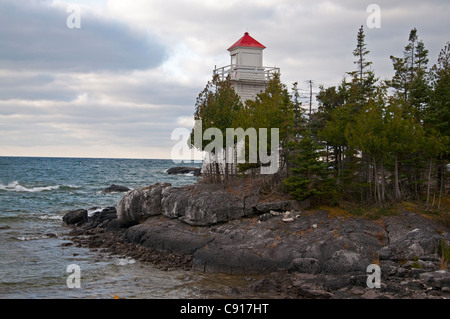 Der Leuchtturm am South Baymouth, Manitoulin Island. Stockfoto