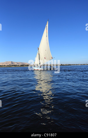 Feluken sind traditionell aus Holz, Segeln Boote mit einem unverwechselbaren Rig besteht aus ein oder zwei Lateinsegel Segel. Sie bieten Bootsfahrten Stockfoto