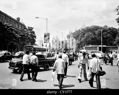 Die Innenstadt von Mumbai oder Bombay. Die Gegend um Victoria Terminus oder Chhatrapati Shivaji Terminus. Stockfoto