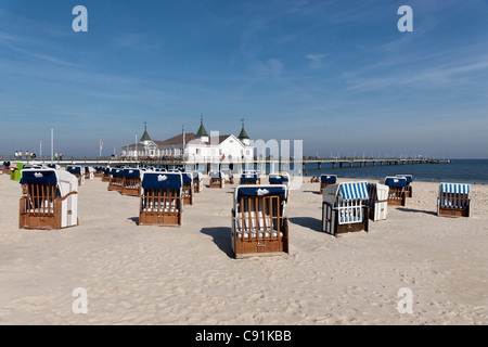 Pier von Ahlbeck, Usedom, Mecklenburg-Western Pomerania, Deutschland Stockfoto