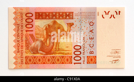 Senegal 1000 One Thousand Franc Bank Note. Stockfoto