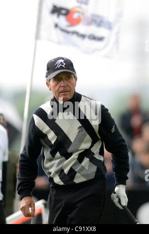 Gary Player Südafrikas Teilnahme an der Gründungsversammlung PowerPlay Golf Zündung Veranstaltung im Jahr 2010 an das Celtic Manor. Stockfoto