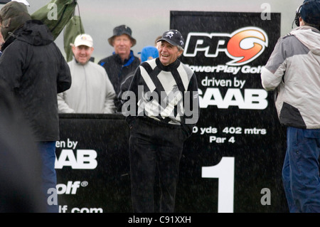 Gary Player Südafrikas Teilnahme an der Gründungsversammlung PowerPlay Golf Zündung Veranstaltung im Jahr 2010 an das Celtic Manor. Stockfoto