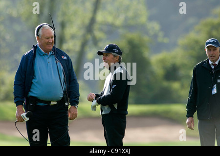 Gary Player Südafrikas Teilnahme an der Gründungsversammlung PowerPlay Golf Zündung Veranstaltung im Jahr 2010 an das Celtic Manor. Stockfoto