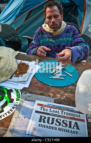 Occupy Wall Street OWS Protest Demo, Zuccotti Park, Manhattan, NYC Stockfoto