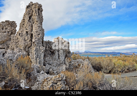 Ein Sand Tuffstein am Mono Lake South tufa Stockfoto