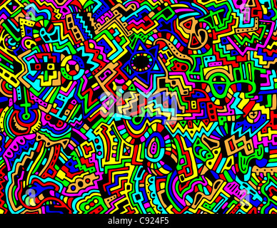 Eine detaillierte, bunte und komplizierte handgezeichnete, abstrakten Hintergrund mit einer 8,5 X 11 Seitenverhältnis. Stockfoto