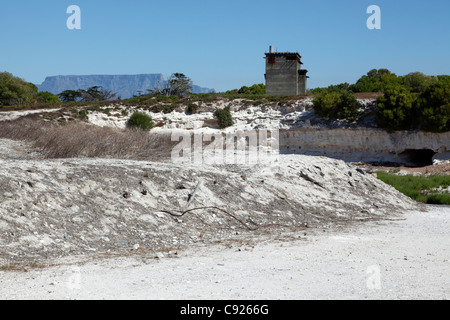 Kalksteinbruch auf Robben Island Gefängnis viele politische Gefangene Inclusing Nelson Mandela Jahre verbrachte während eingesperrt Stockfoto