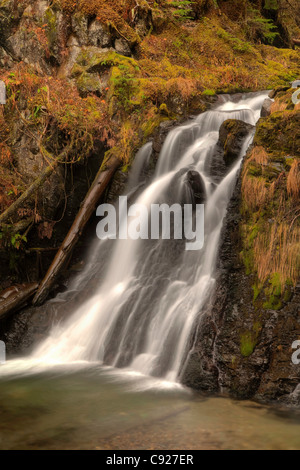 Bewegungsunschärfe von Salmon Creek Falls in der Nähe von Juneau, südöstlichen Alaska, Sommer. HDR Stockfoto