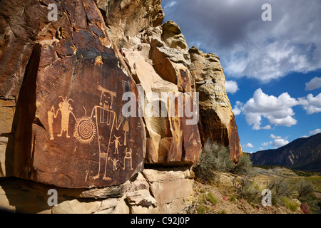 McKee Federn Petroglyphen, Dinosaur National Monument in Utah Stockfoto