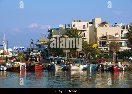 Waterfront Elounda Hafen Ost-Kreta Griechenland Stockfoto