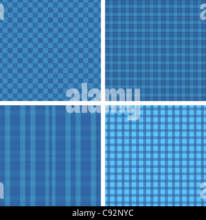 Sammlung von vier Karo Blau Muster Stockfoto