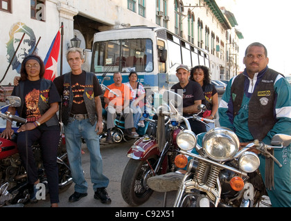 Mitglieder der Harley Owners Group. Habana Vieja, La Habana, Havana, Kuba Stockfoto