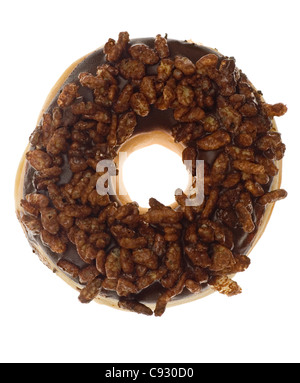 Draufsicht auf einen Donut isoliert auf weißem Hintergrund Stockfoto
