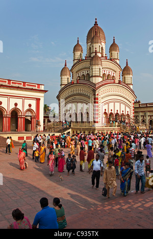 Dakshineswar Kali Tempel am Stadtrand nördlich von Kolkata wurde 1855 von Rani Rashmani gegründet. Stockfoto