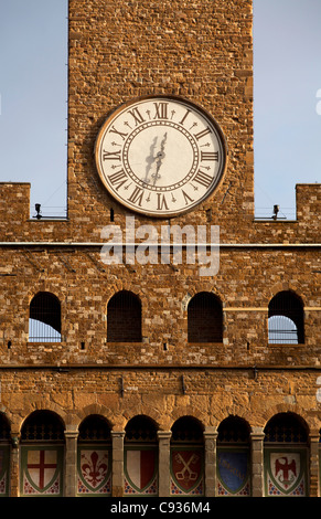 Italien, Florenz, Toskana, Westeuropa; Detail vom Glockenturm des "Palazzo Ducale", das Rathaus Stockfoto
