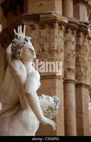 Italien, Florenz, Westeuropa; Detail der Statuen außerhalb Palazzo Vecchio Stockfoto