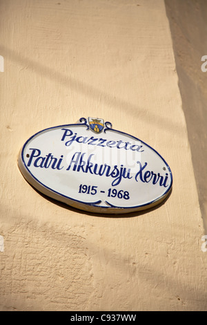 Gozo, Malta, Europa; Ein Straßenschild in Victoria Stockfoto