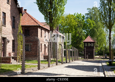 Polen, Oswiecim, Auschwitz ich.  Die Gefängnis-Blöcke enthalten nun Ausstellungen über die Geschichte von Auschwitz. Stockfoto